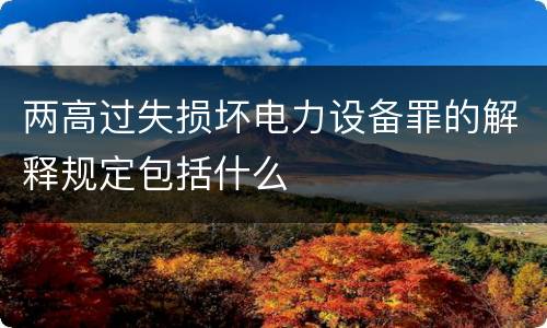 两高过失损坏电力设备罪的解释规定包括什么