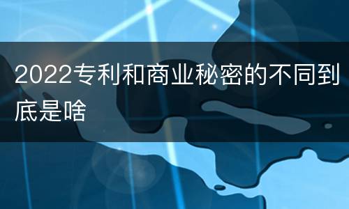 2022专利和商业秘密的不同到底是啥