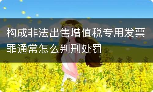 构成非法出售增值税专用发票罪通常怎么判刑处罚