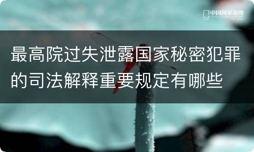 最高院过失泄露国家秘密犯罪的司法解释重要规定有哪些