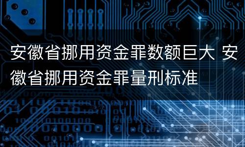 安徽省挪用资金罪数额巨大 安徽省挪用资金罪量刑标准