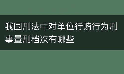 我国刑法中对单位行贿行为刑事量刑档次有哪些