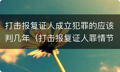 打击报复证人成立犯罪的应该判几年（打击报复证人罪情节严重）
