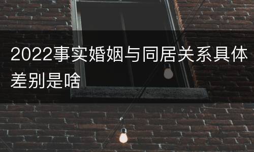 2022事实婚姻与同居关系具体差别是啥