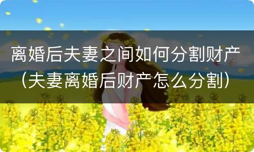 离婚后夫妻之间如何分割财产（夫妻离婚后财产怎么分割）