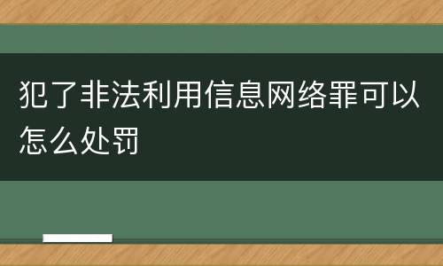 犯了非法利用信息网络罪可以怎么处罚