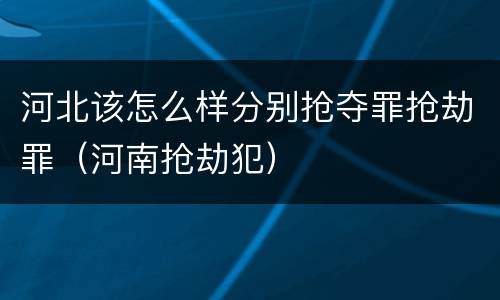 河北该怎么样分别抢夺罪抢劫罪（河南抢劫犯）