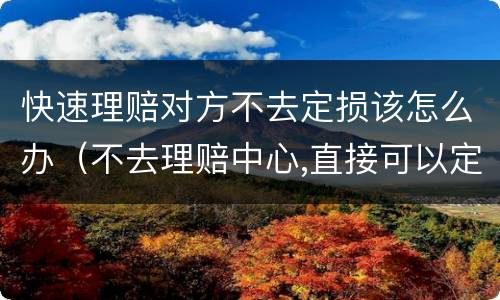 快速理赔对方不去定损该怎么办（不去理赔中心,直接可以定损吗）