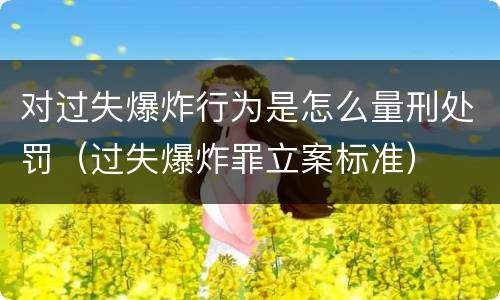 对过失爆炸行为是怎么量刑处罚（过失爆炸罪立案标准）