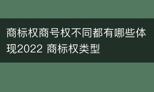商标权商号权不同都有哪些体现2022 商标权类型