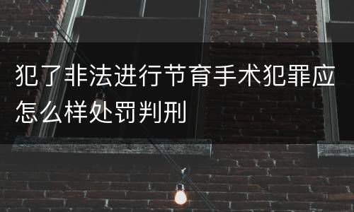 犯了非法进行节育手术犯罪应怎么样处罚判刑