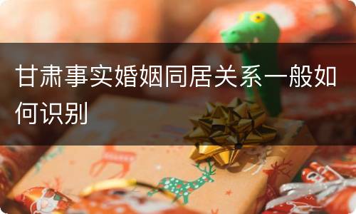甘肃事实婚姻同居关系一般如何识别