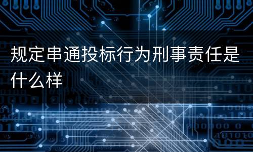 规定串通投标行为刑事责任是什么样