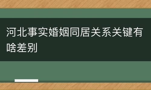河北事实婚姻同居关系关键有啥差别