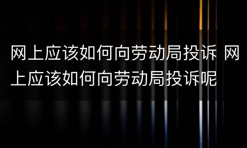 网上应该如何向劳动局投诉 网上应该如何向劳动局投诉呢