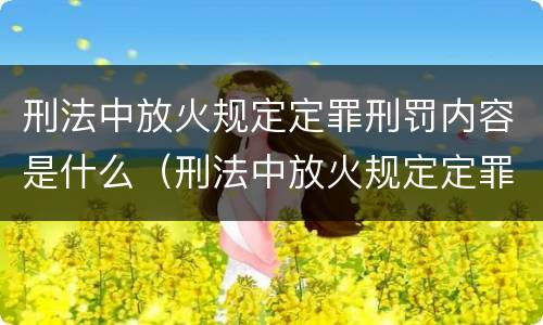 刑法中放火规定定罪刑罚内容是什么（刑法中放火规定定罪刑罚内容是什么）
