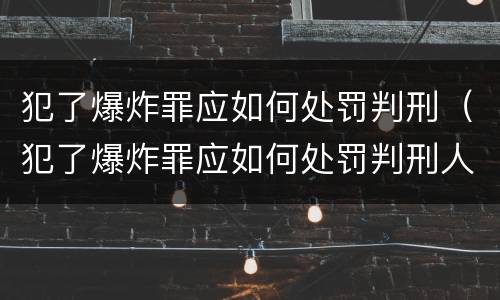 犯了爆炸罪应如何处罚判刑（犯了爆炸罪应如何处罚判刑人员）
