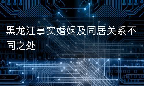 黑龙江事实婚姻及同居关系不同之处