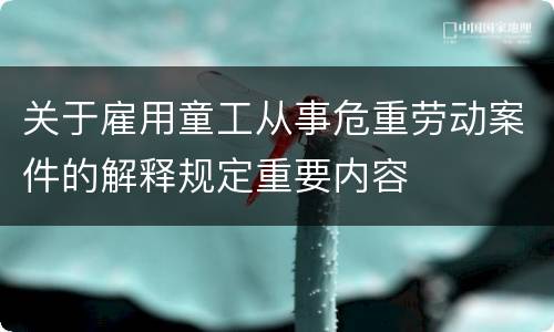 关于雇用童工从事危重劳动案件的解释规定重要内容