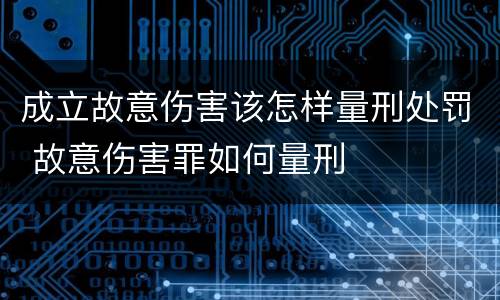 成立故意伤害该怎样量刑处罚 故意伤害罪如何量刑