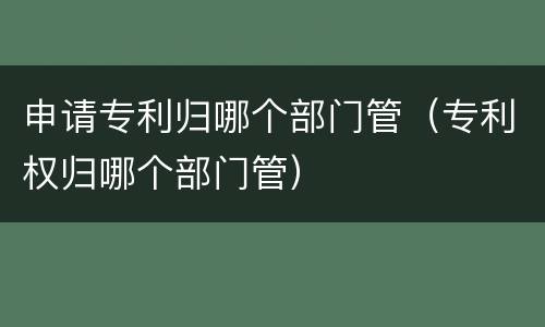 申请专利归哪个部门管（专利权归哪个部门管）