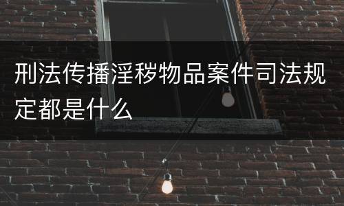 刑法传播淫秽物品案件司法规定都是什么