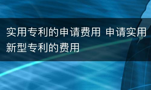 实用专利的申请费用 申请实用新型专利的费用
