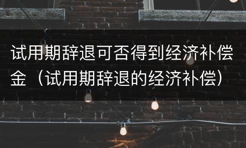 试用期辞退可否得到经济补偿金（试用期辞退的经济补偿）