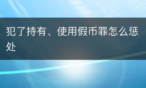 犯了持有、使用假币罪怎么惩处