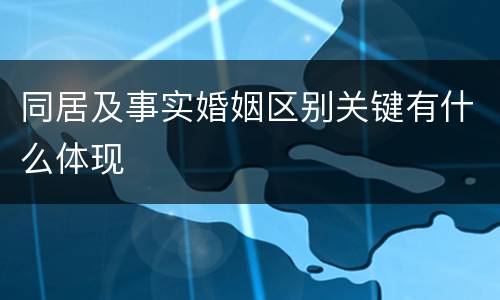 同居及事实婚姻区别关键有什么体现