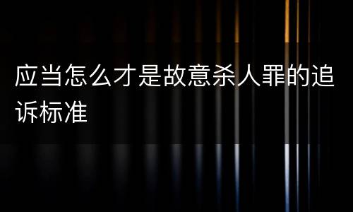 应当怎么才是故意杀人罪的追诉标准