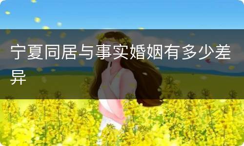 宁夏同居与事实婚姻有多少差异