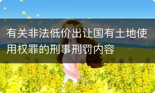 有关非法低价出让国有土地使用权罪的刑事刑罚内容