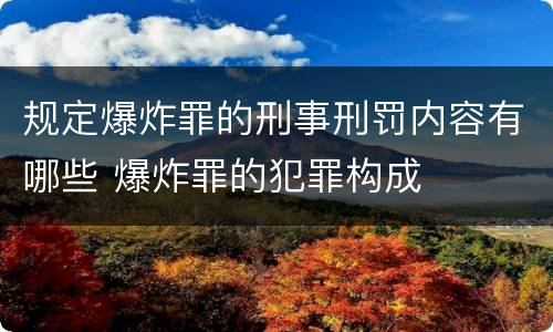 规定爆炸罪的刑事刑罚内容有哪些 爆炸罪的犯罪构成