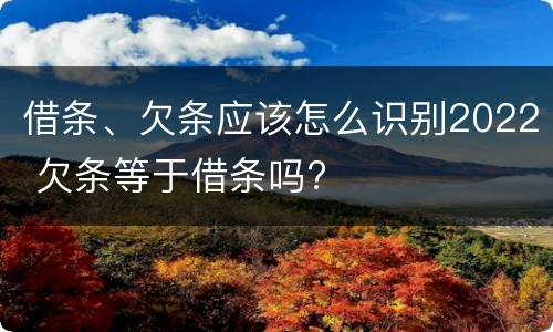 借条、欠条应该怎么识别2022 欠条等于借条吗?