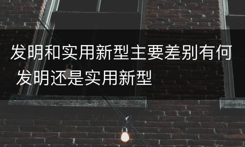 发明和实用新型主要差别有何 发明还是实用新型