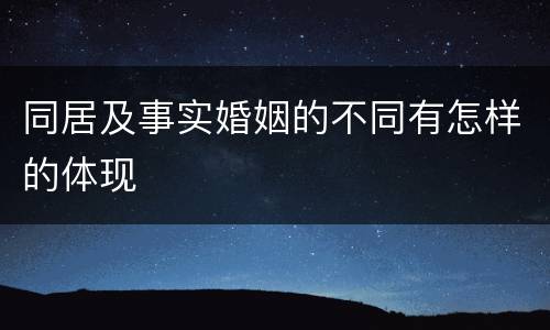 同居及事实婚姻的不同有怎样的体现