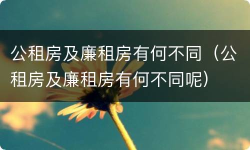 公租房及廉租房有何不同（公租房及廉租房有何不同呢）