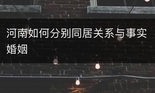 河南如何分别同居关系与事实婚姻