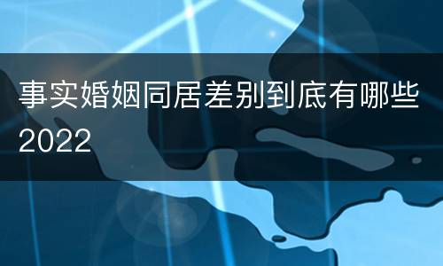事实婚姻同居差别到底有哪些2022