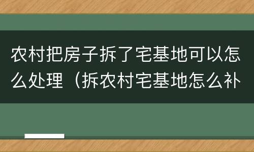 农村把房子拆了宅基地可以怎么处理（拆农村宅基地怎么补偿）