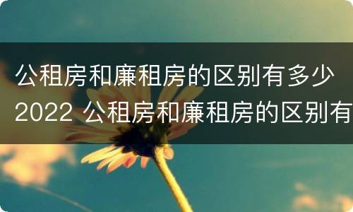 公租房和廉租房的区别有多少2022 公租房和廉租房的区别有多少2022年