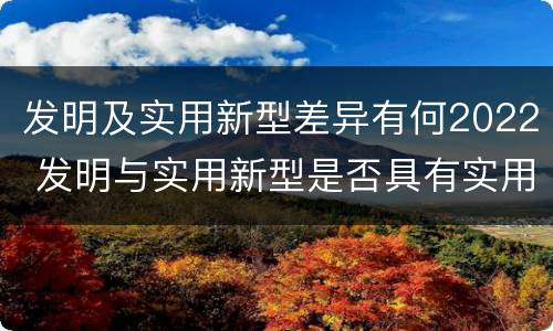 发明及实用新型差异有何2022 发明与实用新型是否具有实用性