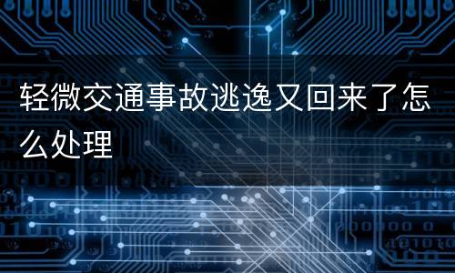 轻微交通事故逃逸又回来了怎么处理