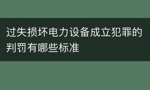 过失损坏电力设备成立犯罪的判罚有哪些标准