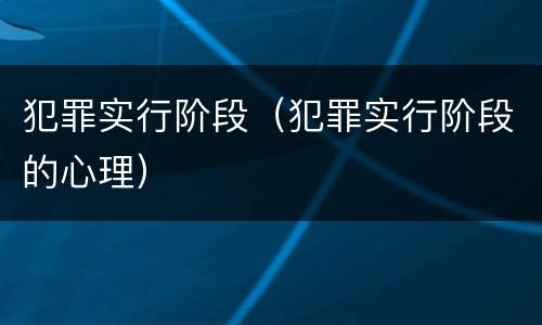 犯罪实行阶段（犯罪实行阶段的心理）