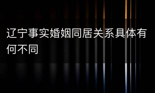 辽宁事实婚姻同居关系具体有何不同