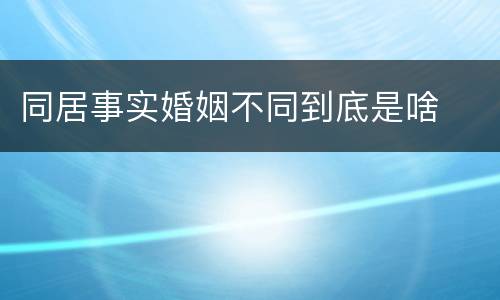 同居事实婚姻不同到底是啥