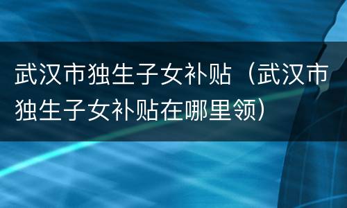 武汉市独生子女补贴（武汉市独生子女补贴在哪里领）