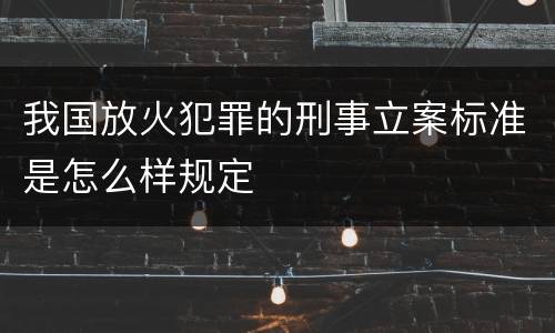 我国放火犯罪的刑事立案标准是怎么样规定